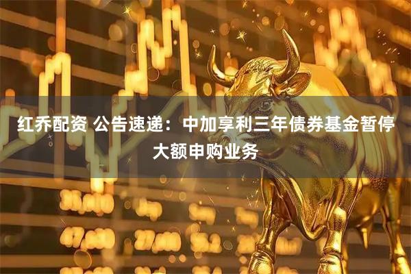 红乔配资 公告速递：中加享利三年债券基金暂停大额申购业务